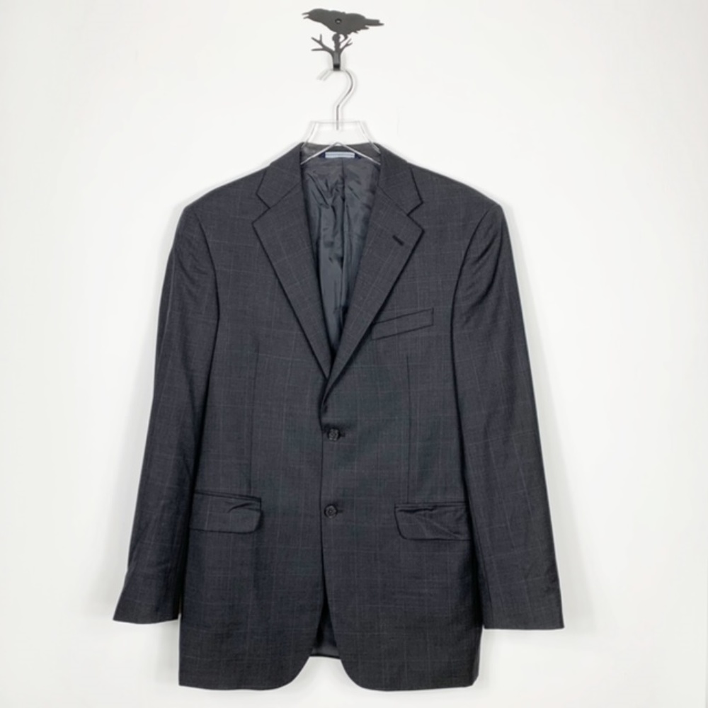 Coppley Charcoal Windowpane 2 Button Suit Jacket